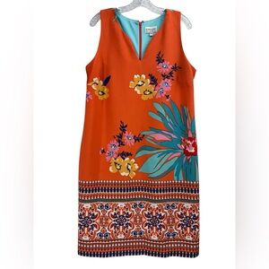 BETHANY Orange Floral Sleeveless Shift Dress | 14